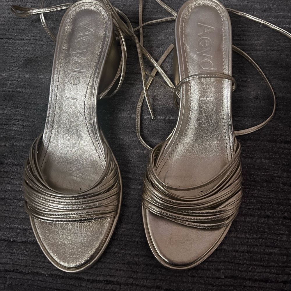 Aeyde Metallic Strappy Sandals - gold